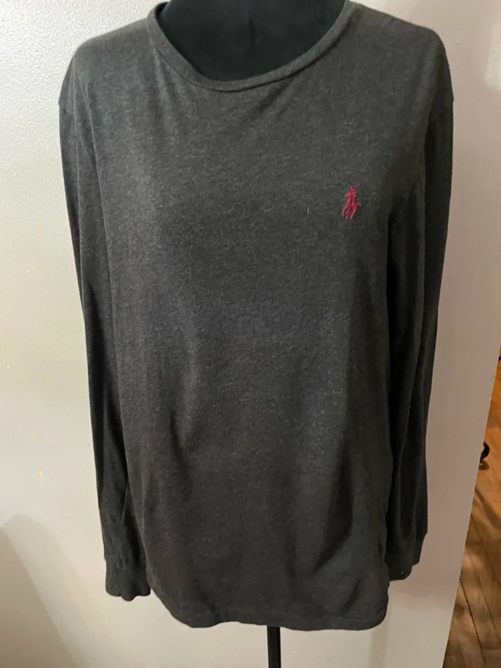 Polo Ralph Lauren Custom Fit‎ Long Sleeve Tee Shirt Gray Pony Logo Mens Medium